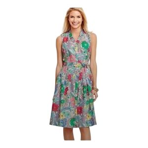 Talbots Cotton Paisley Sleeveless Dress Size 16